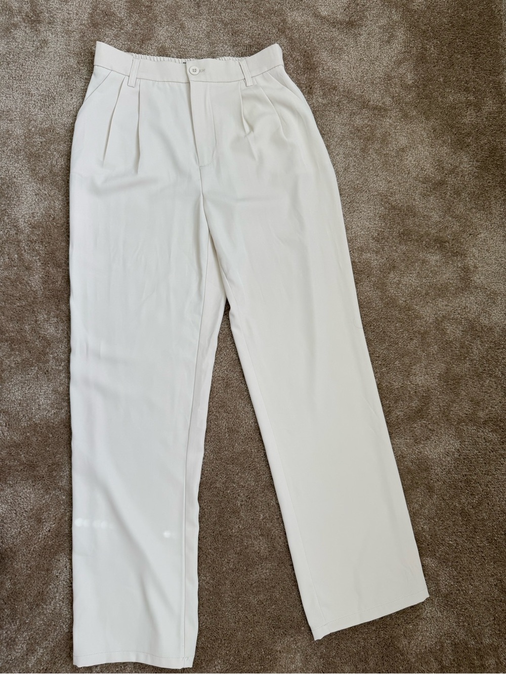 Rewash Cream High-Waist Pleated Trousers